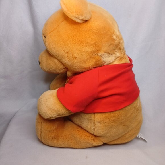 Large Disney Pooh Red Tshirt Plush Stuffed Animal 24" Preowned 19" Sitting - Picture 7 of 8